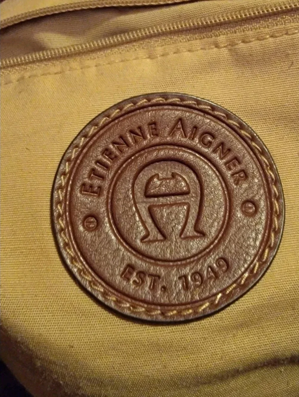 Etienne Aigner Signature Monogram Canvas Satchel Bag | Brown Trim | Gold
